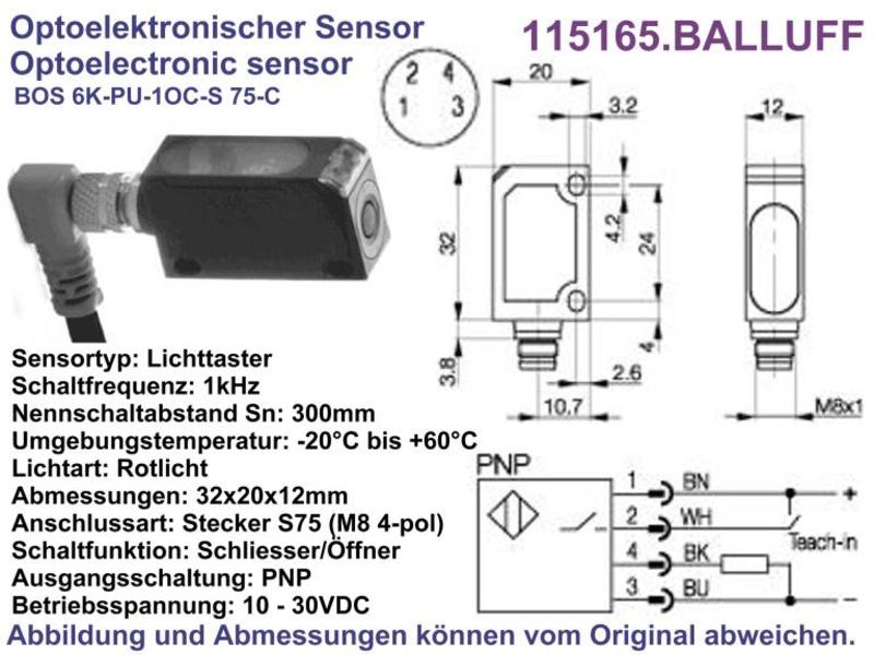 NEW NO BOX * Details about   BALLUFF BOS16K-UU-1AB-0.2-S4 PHOTOELECTRIC SENSOR 