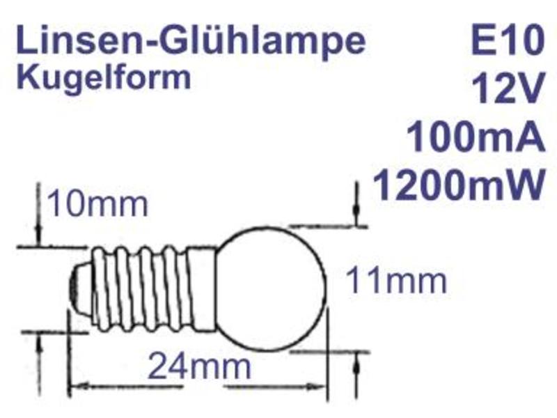 Heule Lampen AG. T10 Glassockel 12V 100mA C-2V W2,1x9,5d
