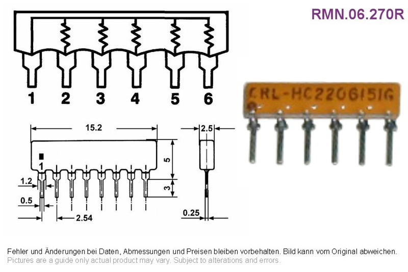 500 pieces Resistor Networks & Arrays 270ohms 100V 5% 