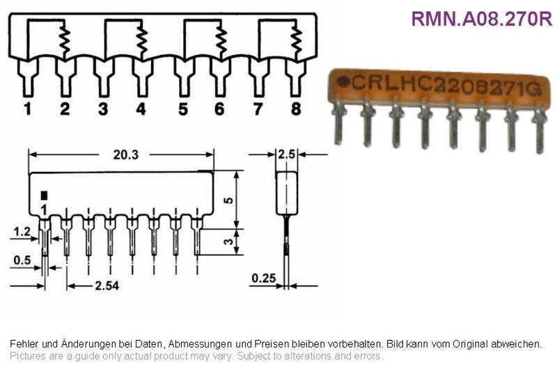 Resistor Networks & Arrays 8pins 27ohms Isolated 5 pieces 
