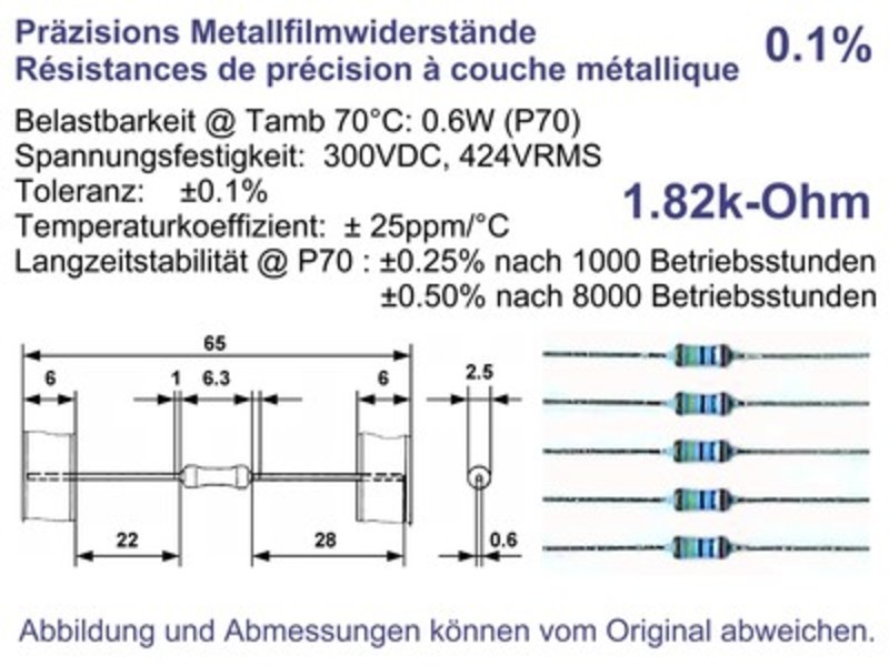 25 résistance couche métal 16K2 0,6W 1/% Vishay MBB0207