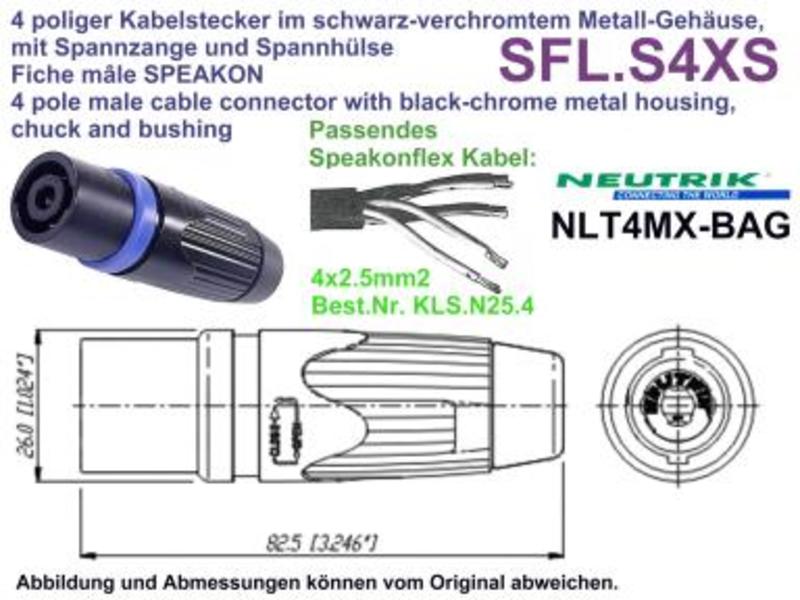 Neutrik NLT8MX-BAG Speakon 8pin Plug, male, black ▻ Huss Light & Sound