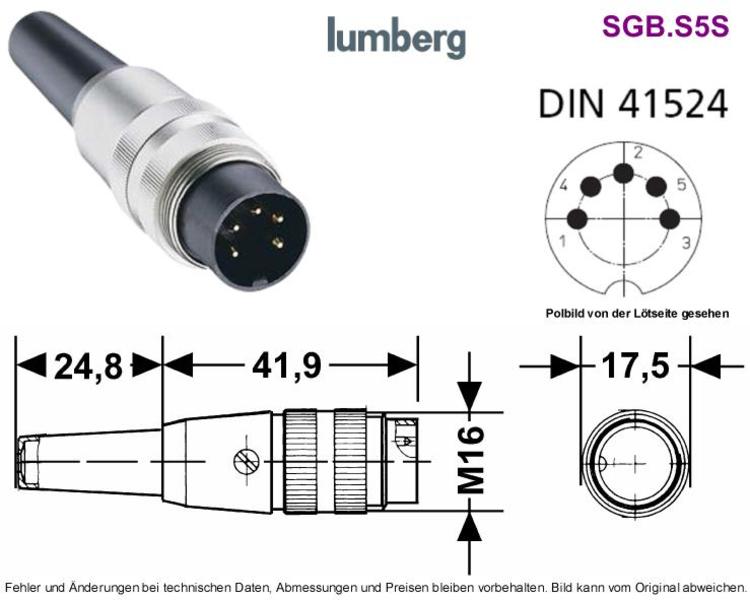 Lumberg WKV 60 6 Pin DIN Female Buchse IEC 60130-9 Rechts Winkel Kabel Halterung