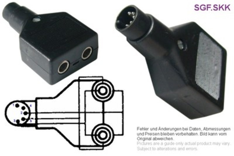 Adapter 1x DIN-Stecker 5-pol stereo -> 2x Klinkenbuchse 6.35mm 3, Grieder  Elektronik Bauteile AG