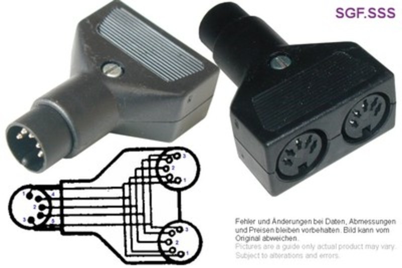 Adapter 1x DIN-Stecker 5-pol stereo -> 2x DIN-Buchse 5-pol stere, Grieder  Elektronik Bauteile AG