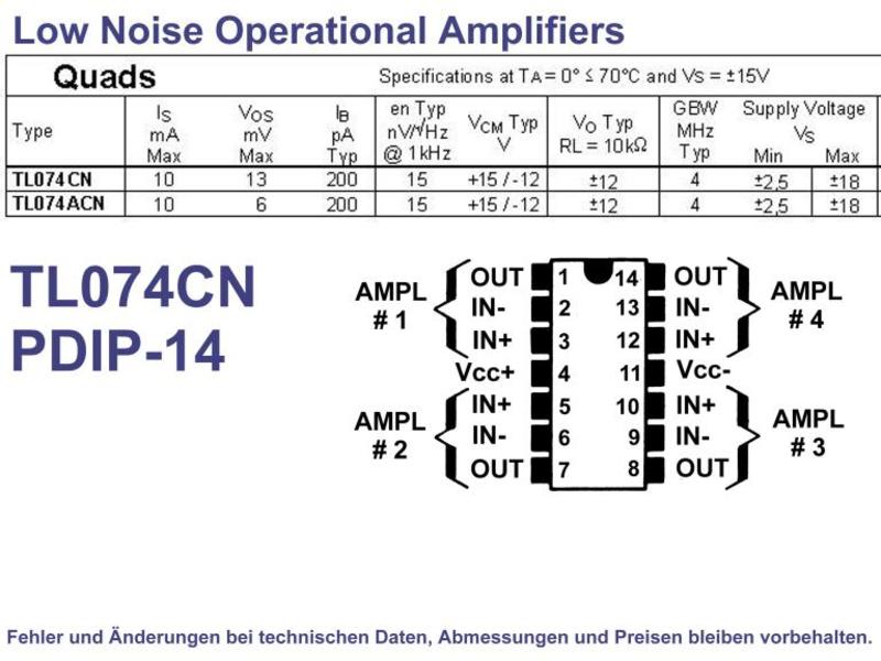 TI 1pcs TL075CN Low-Noise JFET-Input Quad Operational Amplifier