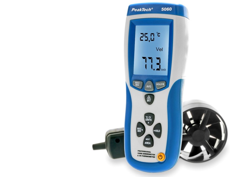 PeakTech 5060 Professional Flügelrad/Vane-Anemometer&IR-Thermometer mit/with USB 