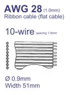 50-Conductor Flat Ribbon Cable AWG28 Pitch=1mm 30.5m-Reel